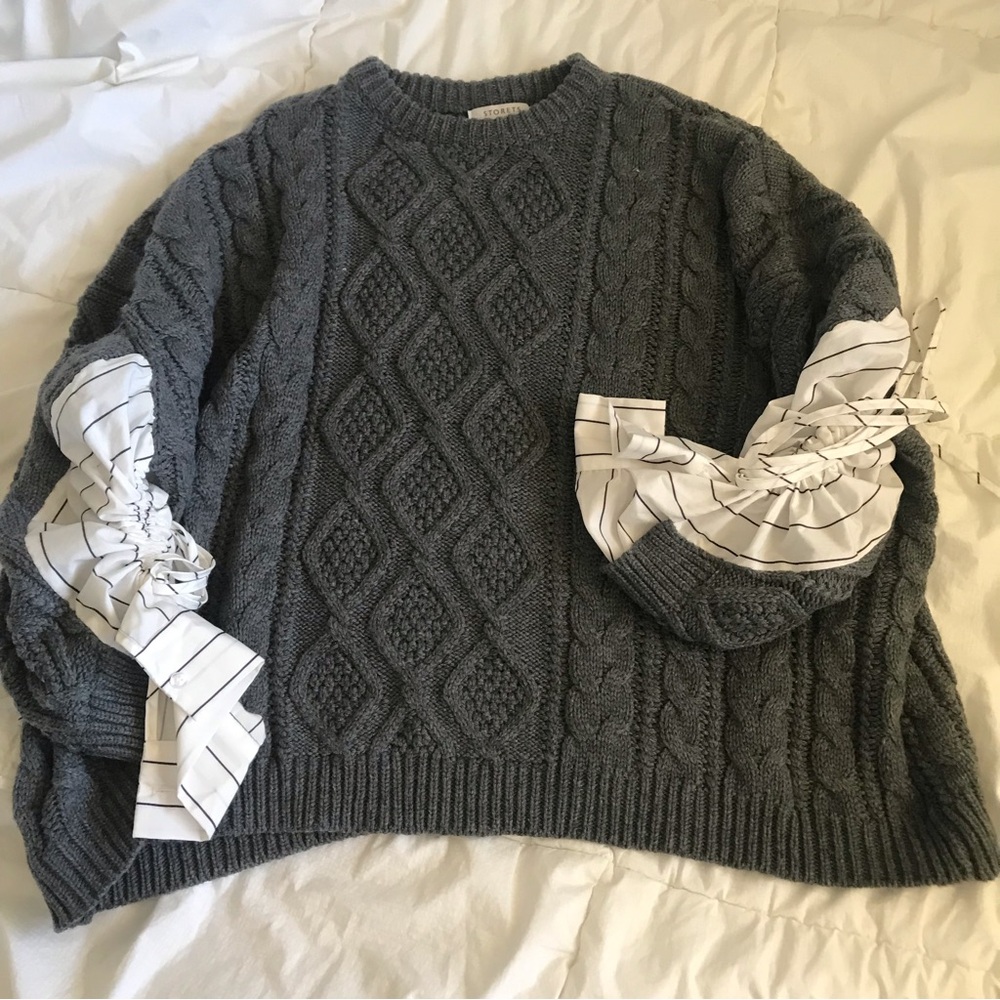 Storets oversized grey sweater with embellished sleeves